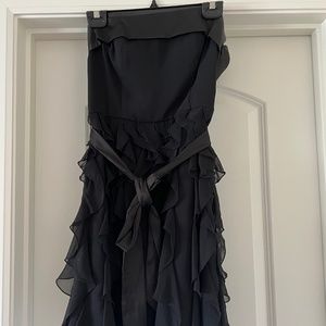 White House Black Market Black strapless ruffle dress